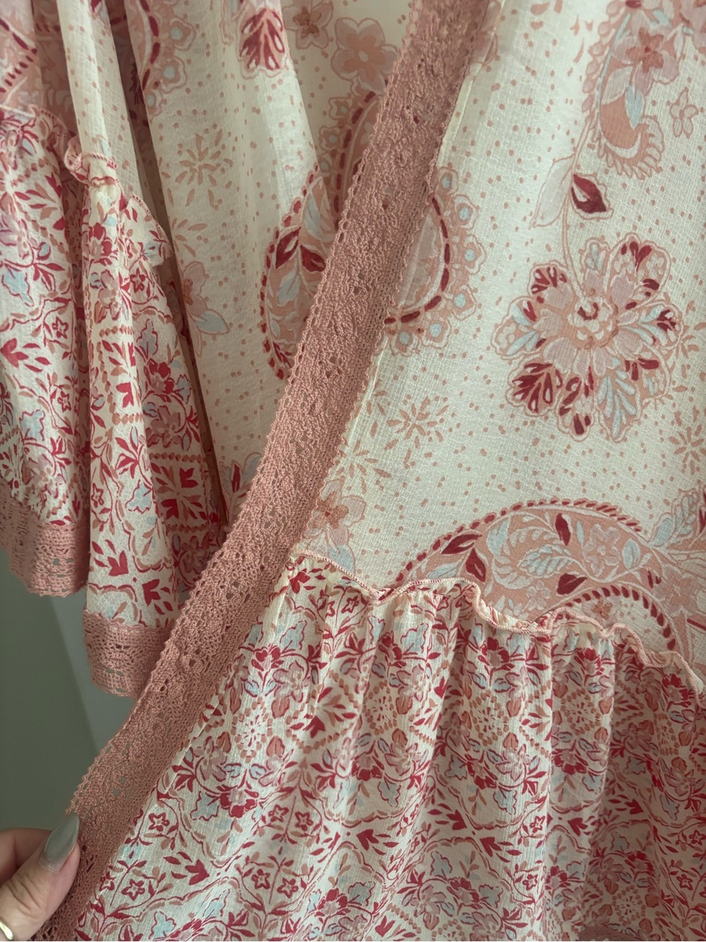 torrid pink paisley ruffle kimono o/s - Picture 6 of 6